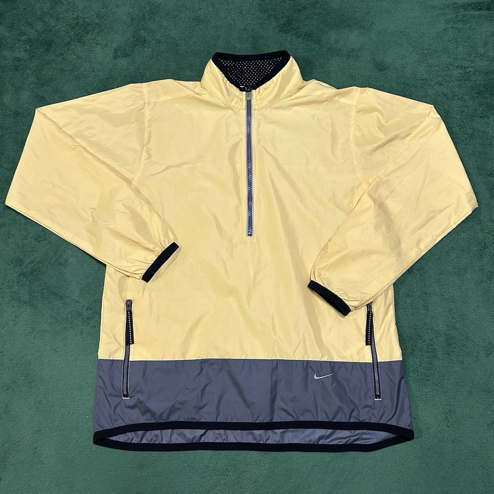 Vintage 90s Nike Running Windbreaker Yellow Gray Jacket Fits Small S
